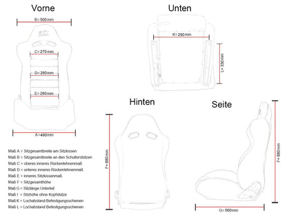 FK Sportsitze Auto Vollschalensitze Set Club Kunstleder schwarz