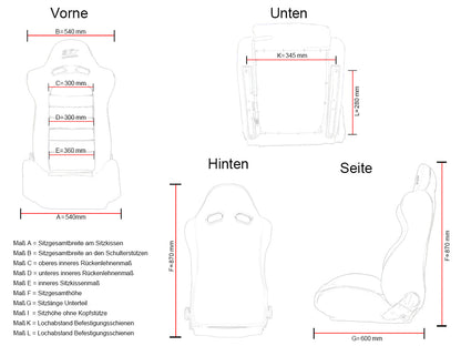 FK Sportsitze Auto Halbschalensitze Set mit Rückenschale aus Carbon