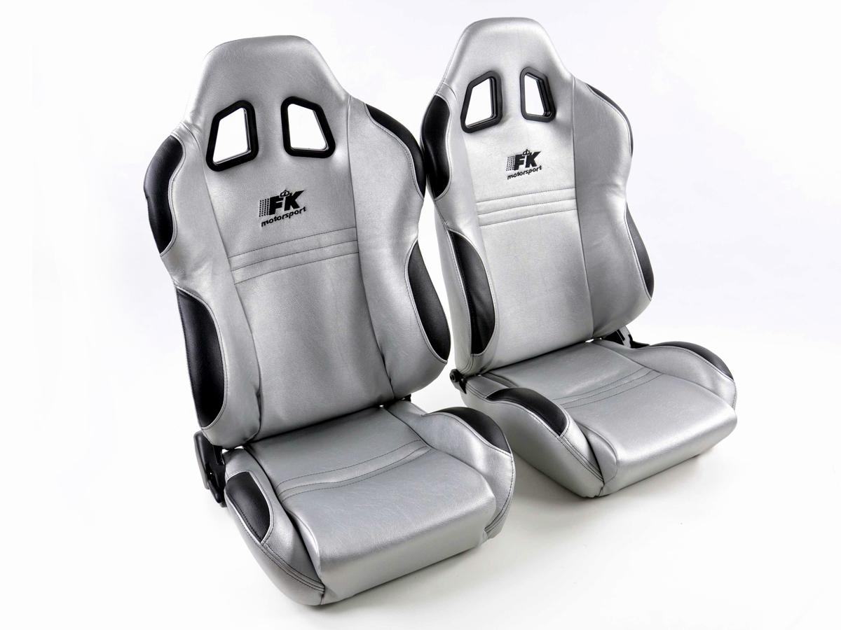 FK Sportsitze Auto Halbschalensitze Set New York silber/schwarz in Motorsport-Optik