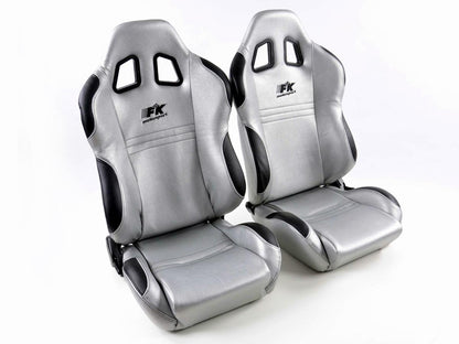 FK Sportsitze Auto Halbschalensitze Set New York silber/schwarz in Motorsport-Optik