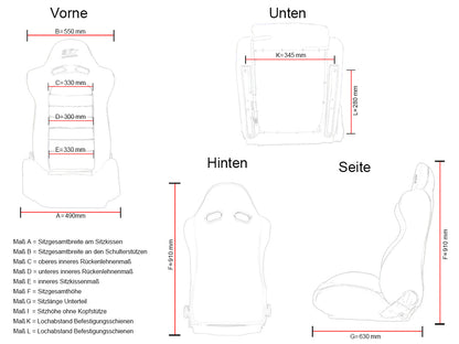FK Sportsitze Auto Halbschalensitze Set Racecar in Motorsport-Optik