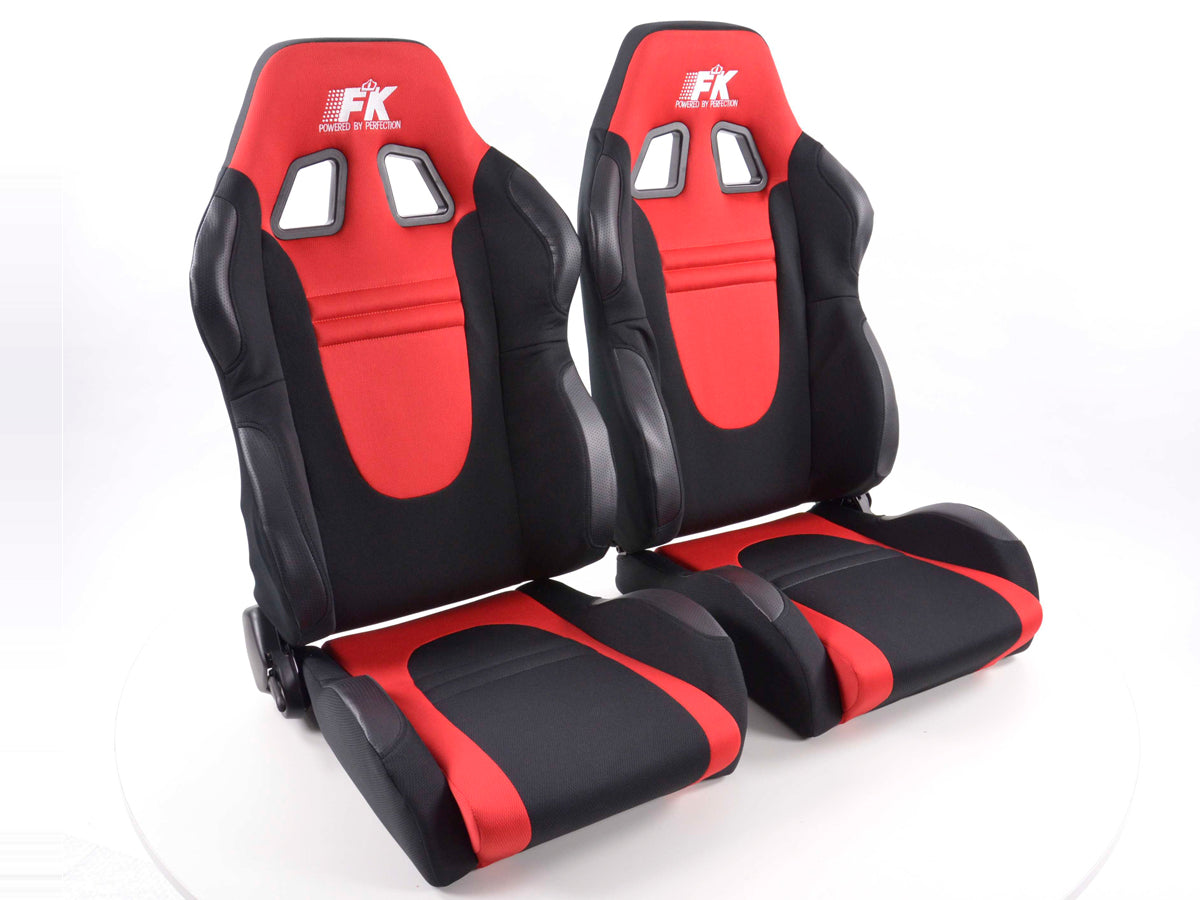 FK Sportsitze Auto Halbschalensitze Set Racecar Stoff schwarz/rot