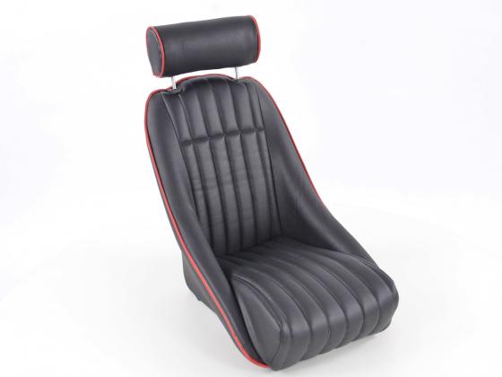 FK Oldtimersitze Auto Vollschalensitze Set Montgomery im Retro-Look schwarz/rot