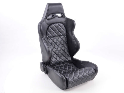 FK Sportsitze Auto Halbschalensitze Set Las Vegas Kunstleder schwarz Naht weiß