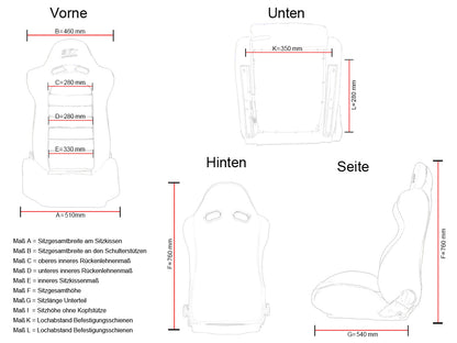 FK Oldtimersitze Auto Vollschalensitze Set im Retro-Look schwarz/dunkelbraun