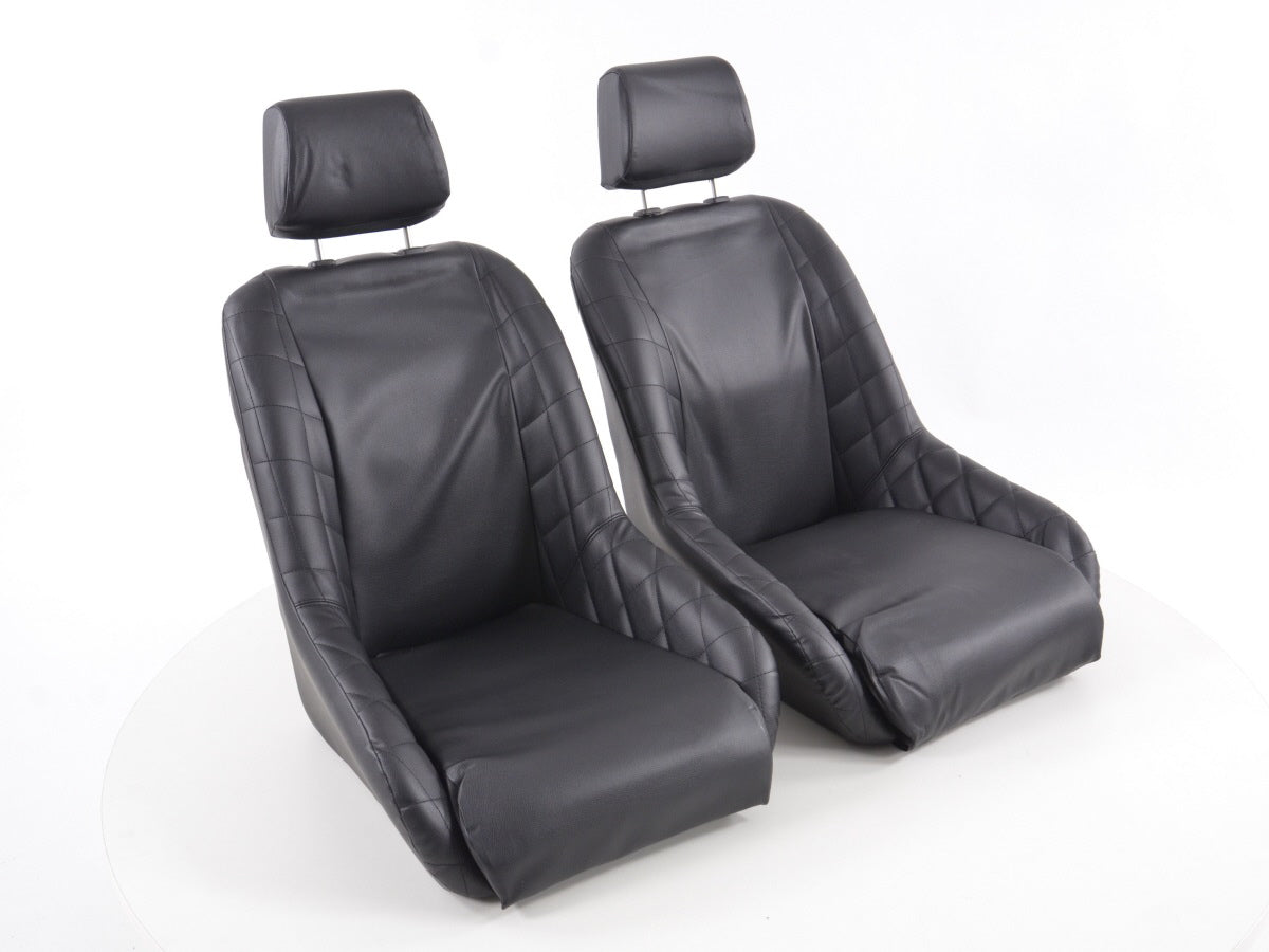 FK Oldtimersitze Auto Vollschalensitze Set im Retro-Look schwarz
