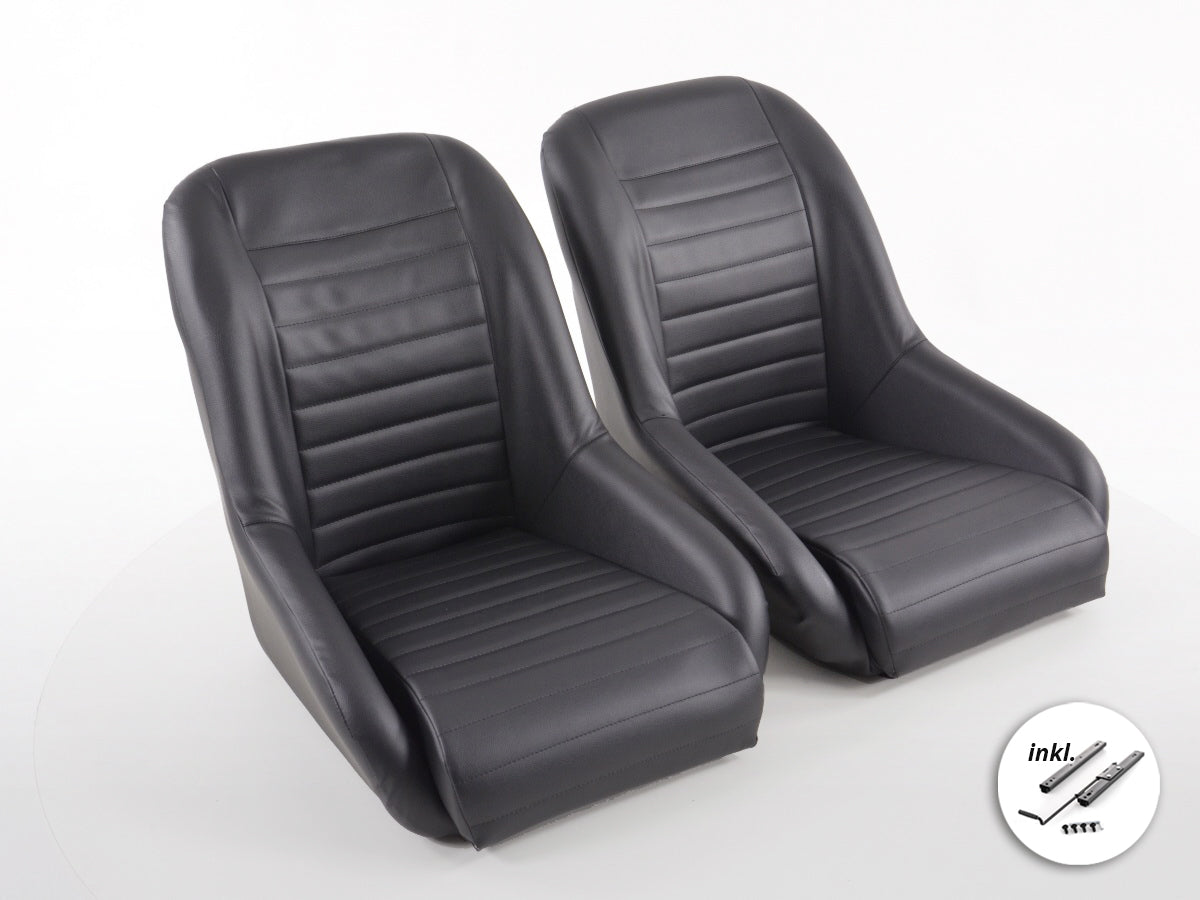 FK Oldtimersitze Auto Vollschalensitze Set im Retro-Look schwarz