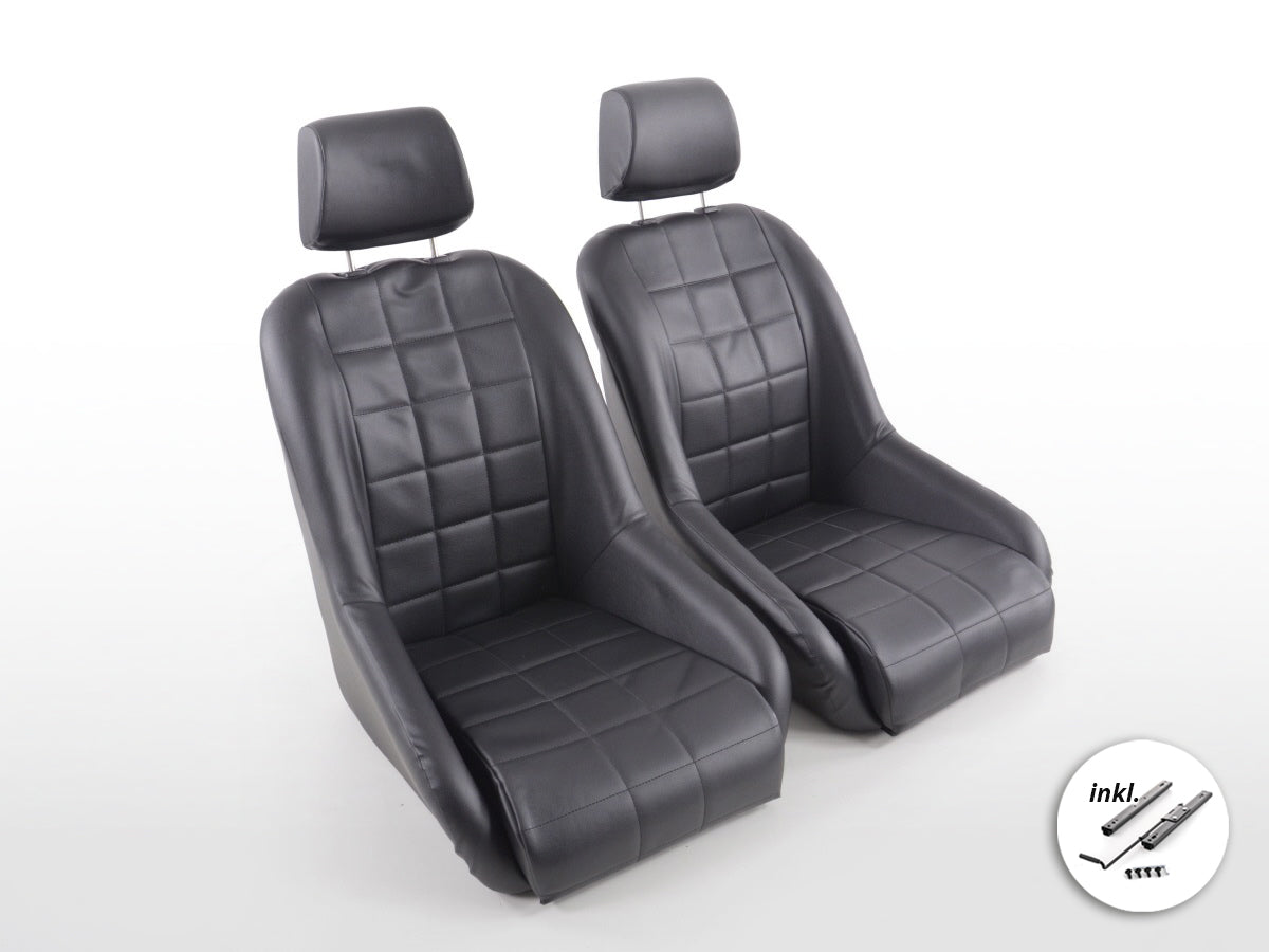 FK Oldtimersitze Auto Vollschalensitze Set im Retro-Look schwarz