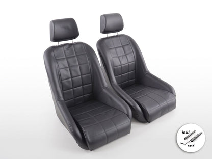 FK Oldtimersitze Auto Vollschalensitze Set im Retro-Look schwarz