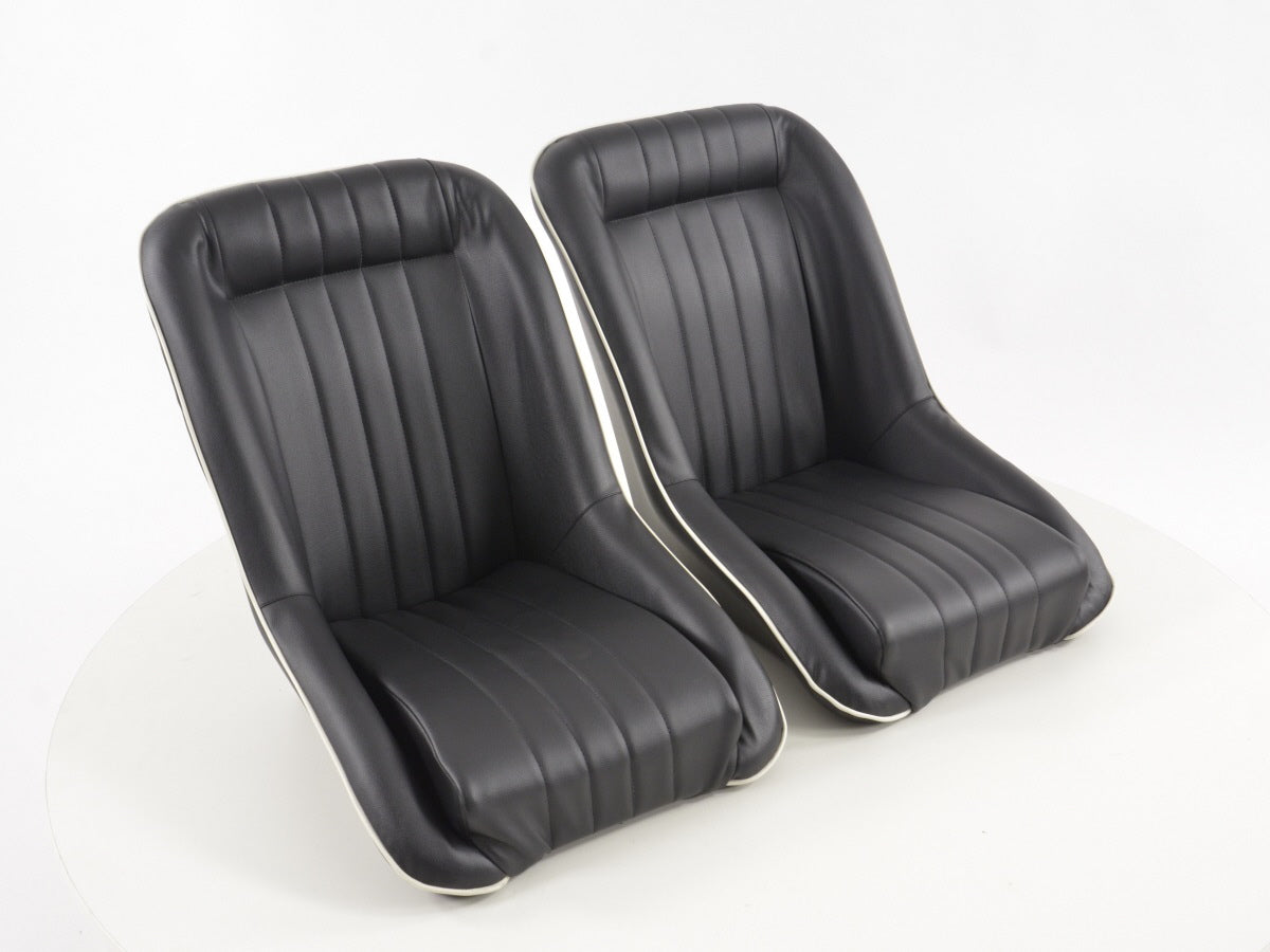 FK Oldtimersitze Auto Vollschalensitze Set im Retro-Look schwarz/weiß
