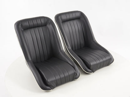 FK Oldtimersitze Auto Vollschalensitze Set im Retro-Look schwarz/weiß