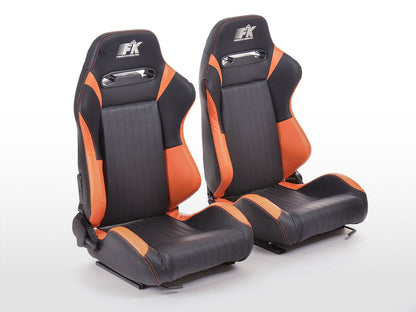 FK Sportsitze Auto Halbschalensitze Set Frankfurt Kunstleder schwarz/orange