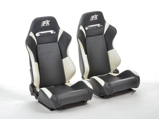 FK Sportsitze Auto Halbschalensitze Set Frankfurt Kunstleder schwarz/weiß