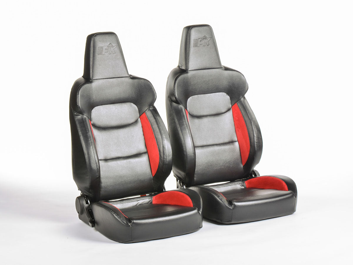 FK Sportsitze Auto Halbschalensitze Set München Kunstleder schwarz/rot