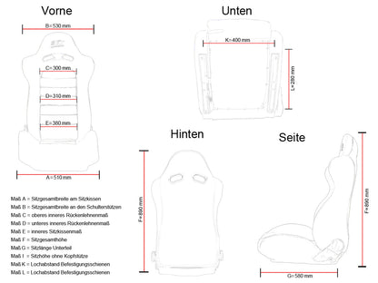 FK Sportsitze Auto Vollschalensitze Set Basic in Motorsport-Optik