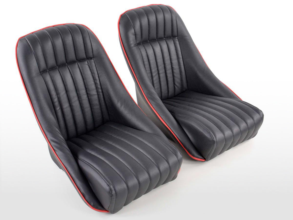FK Oldtimersitze Auto Vollschalensitze Set Montgomery im Retro-Look schwarz/rot