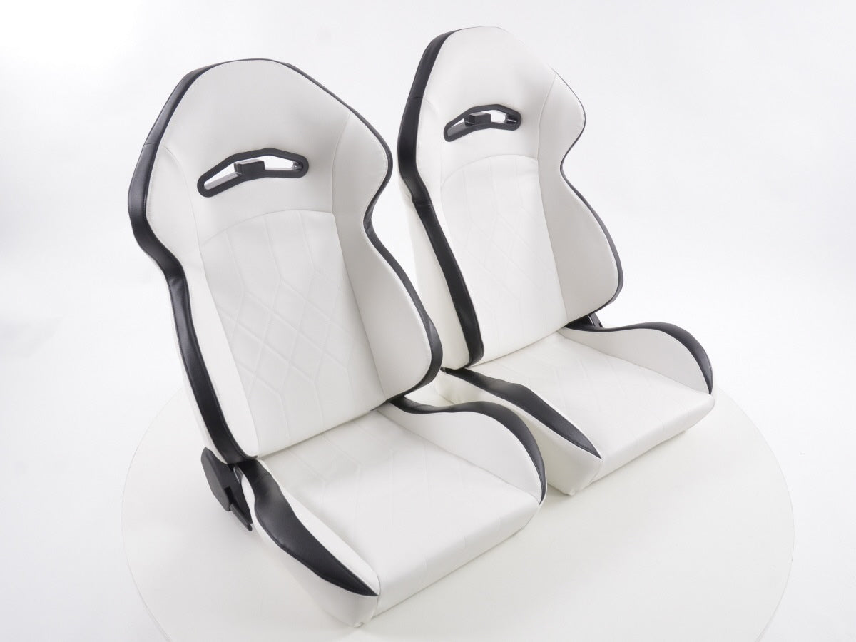 FK Sportsitze Auto Halbschalensitze Set Kunstleder weiß Naht schwarz