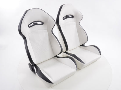 FK Sportsitze Auto Halbschalensitze Set Kunstleder weiß Naht schwarz