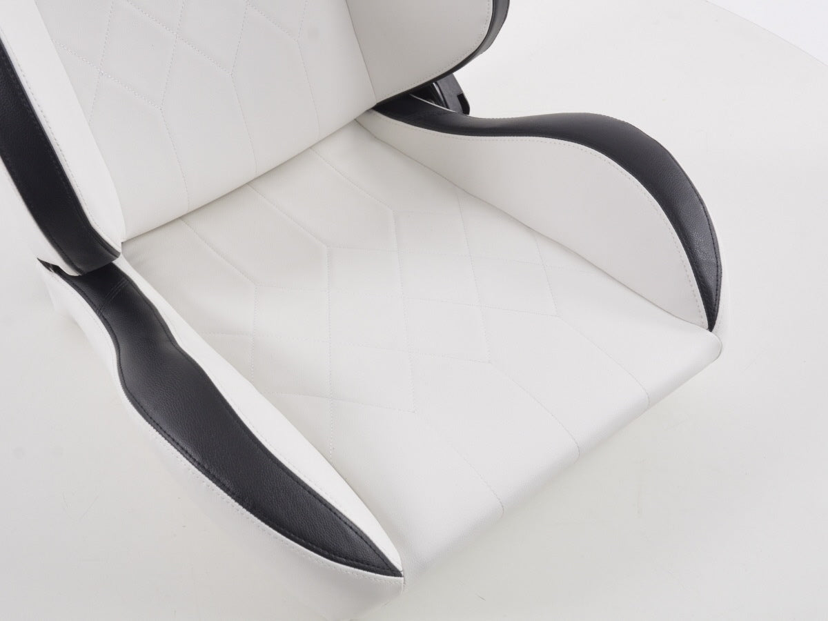 FK Sportsitze Auto Halbschalensitze Set Kunstleder weiß Naht schwarz