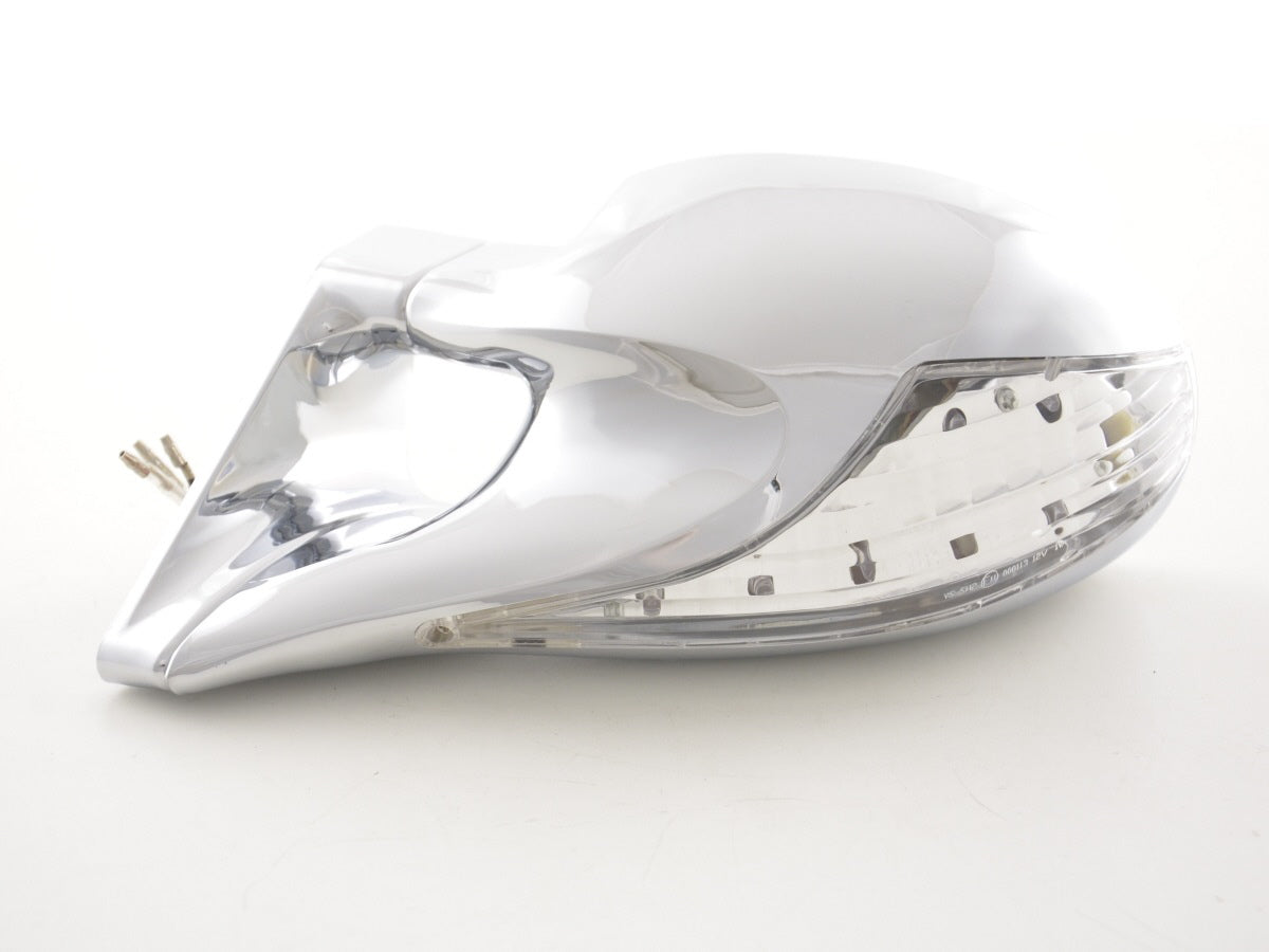 Außenspiegel Sportspiegel Set N-Look manuell verstellbar mit großem Blinker chrom Linkslenker