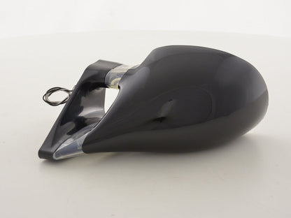 Außenspiegel Sportspiegel Set N-Look 3-polig verstellbar mit kleinem Blinker schwarz mit blauer LED Beleuchtung Linkslenker