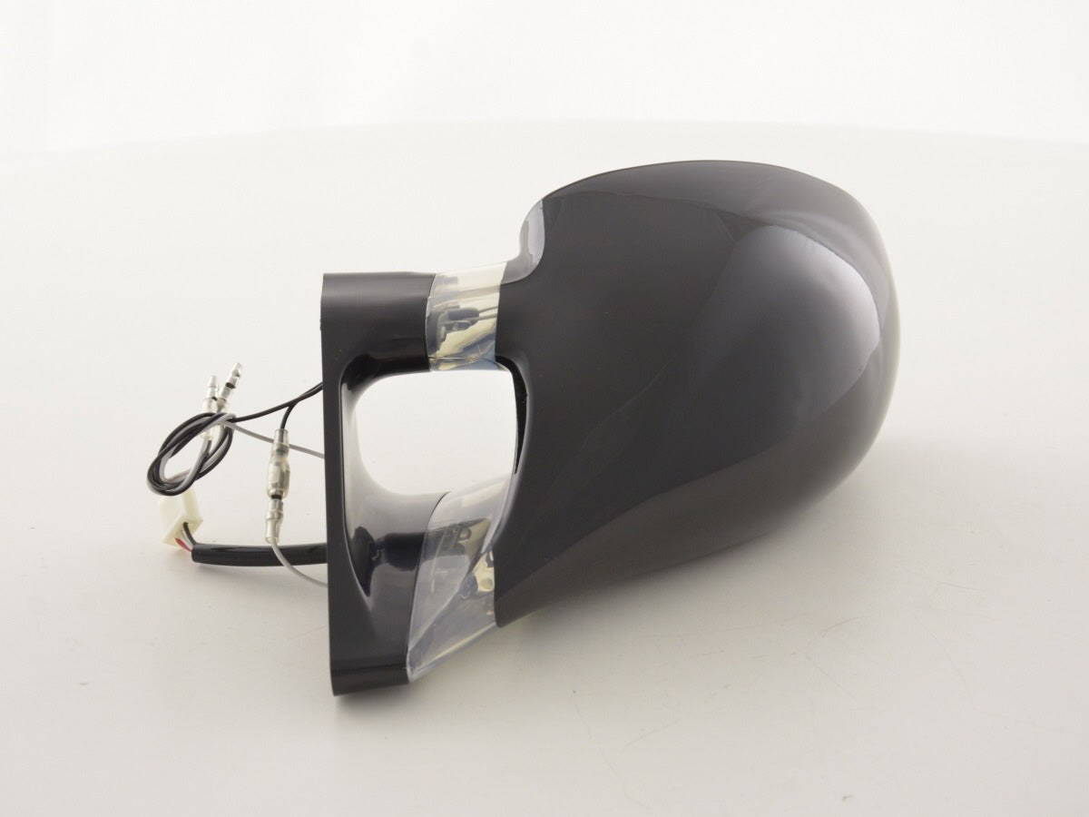 Außenspiegel Sportspiegel Set N-Look 3-polig verstellbar mit kleinem Blinker schwarz mit blauer LED Beleuchtung Linkslenker