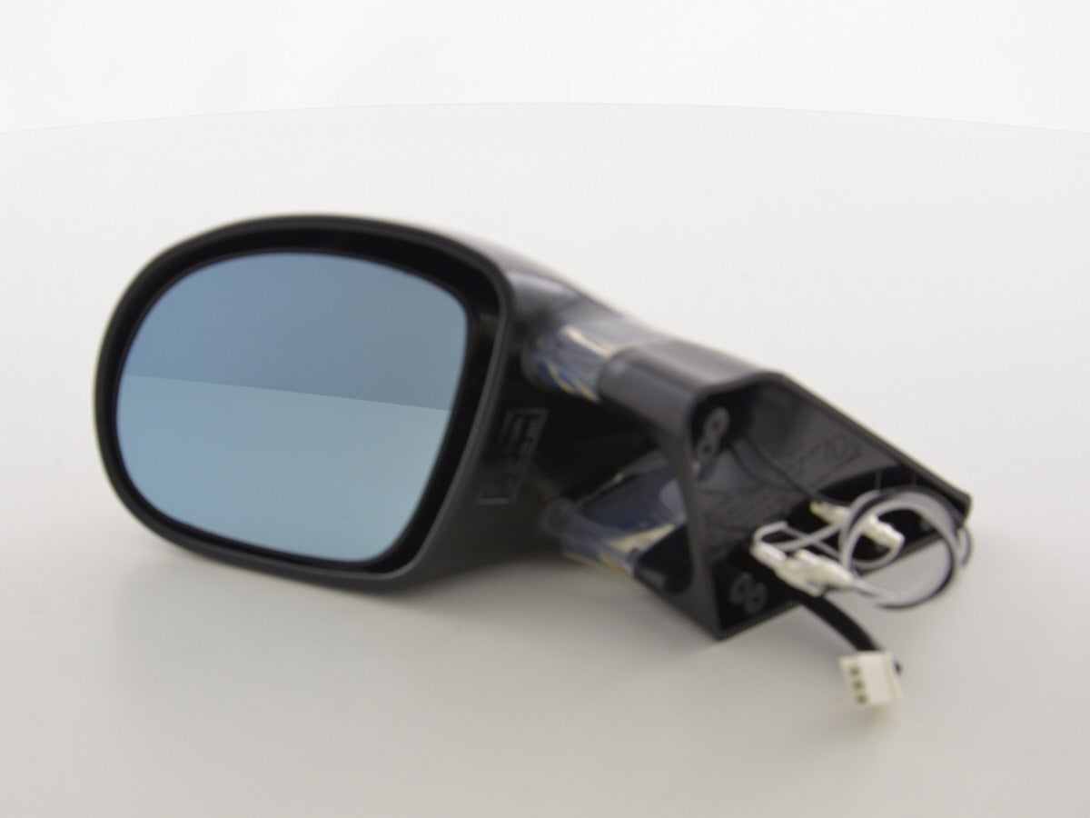 Außenspiegel Sportspiegel Set N-Look 3-polig verstellbar mit kleinem Blinker schwarz mit blauer LED Beleuchtung Linkslenker
