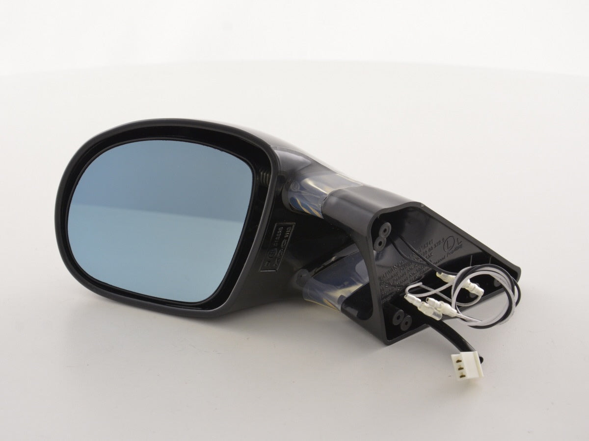 Außenspiegel Sportspiegel Set N-Look 3-polig verstellbar mit kleinem Blinker schwarz mit blauer LED Beleuchtung Linkslenker