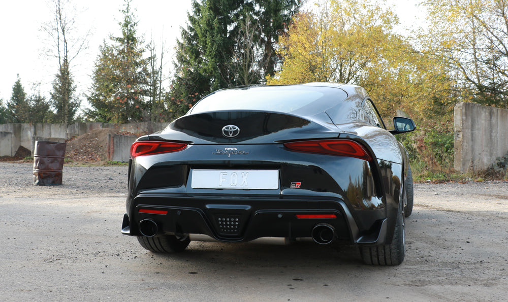 Toyota Supra JTSC Endschalldämpfer quer Ausgang rechts/links mit Abgasklappe - 129x106 Typ 44 rechts/links schwarz emallliert