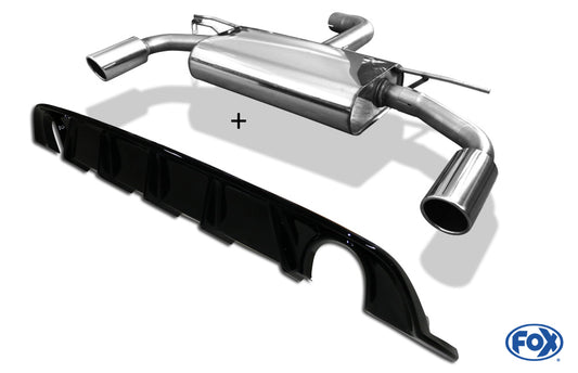 VW Golf VII Facelift starre Hinterachse - Einsatz schwarz Endschalldämpfer rechts/links - 1x100 Typ 16 rechts/links inkl. Heckeinsatz schwarz lackiert