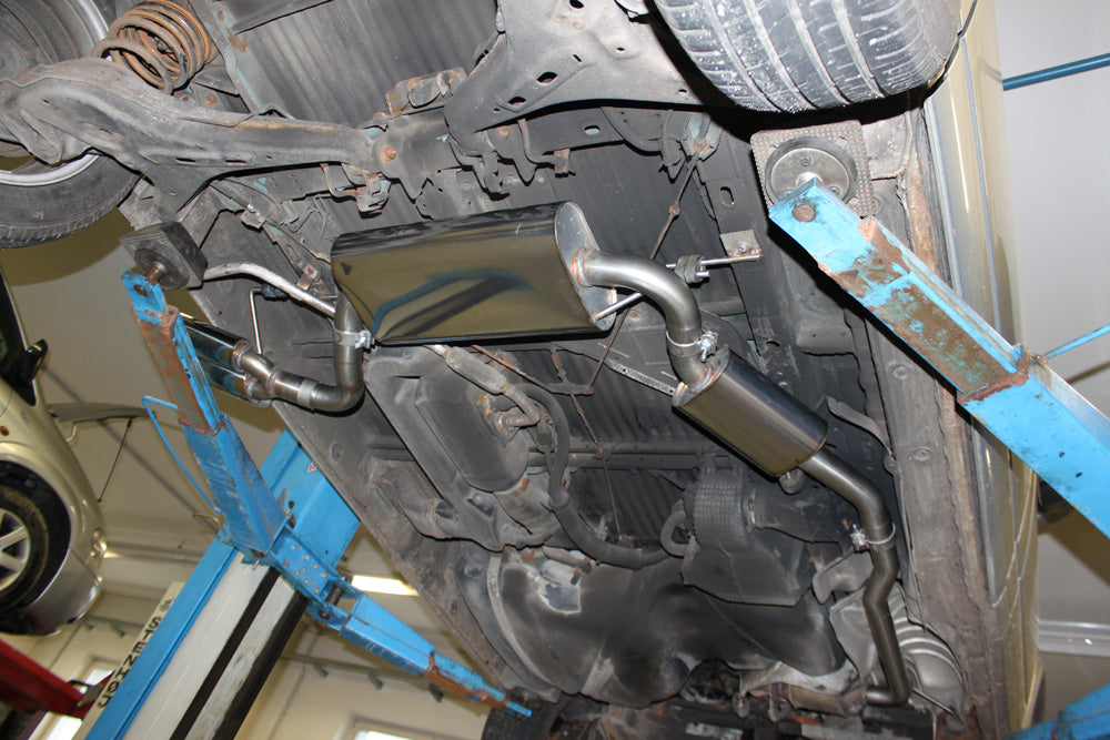 VW T4 - 2,5l TDI Sidepipe bestehend aus End- und Vorschalldämpfer mit Ausgang an der Fahrerseite - 2x106x71 Typ 38